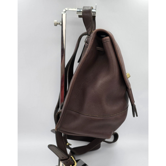Coach 9960 Vintage Brown Leather Daypack Backpack Turn lock Drawstring & Wallet - Picture 6 of 16